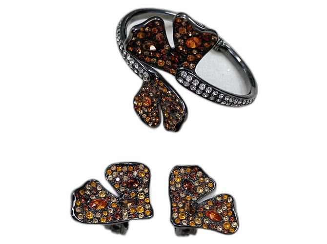 Vintage-Schmuck von Kenneth Jay Lane Weiß Mehrfarben Orange