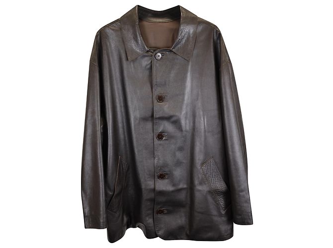 Fendi Vintage Single-Breasted Jacket in Brown Leather