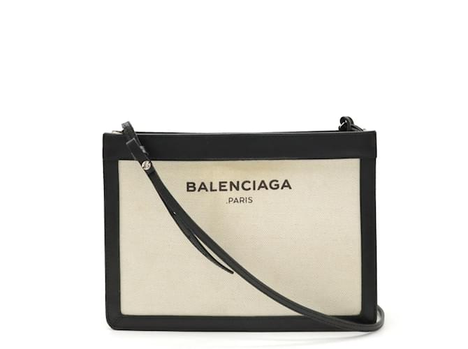 Everyday Balenciaga Navy Pochette Shoulder Bag Black Leather Cloth  ref.1612804