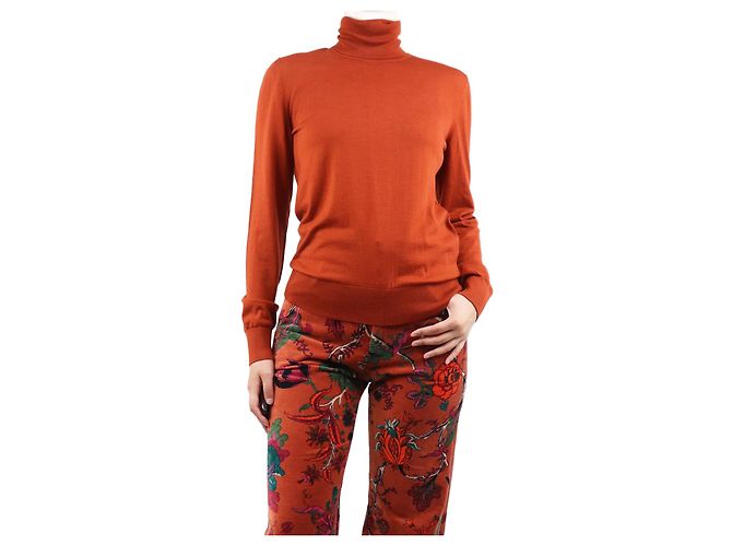 Dolce & Gabbana Rostfarbener Rollkragenpullover - Größe UK 12 Orange 