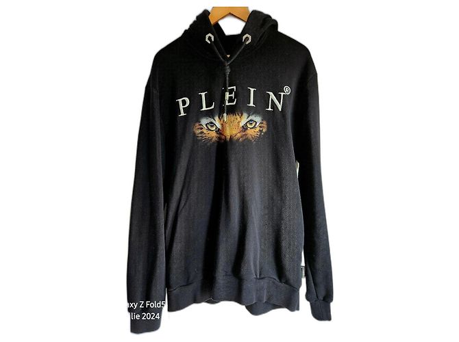 Philipp Plein Hoodie Schwarz Tigeraugen Baumwolle L