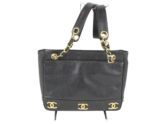 Timeless Chanel Triple coco Black Leather  ref.1613434