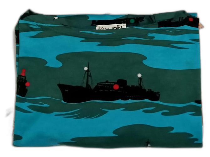 Top de algodón Hermès Talla S Negro Azul Naranja Verde oscuro