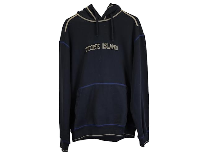 Felpa in cotone blu navy con logo ricamato Stone Island ref