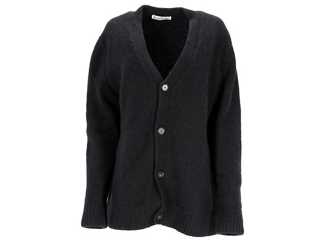 V-Ausschnitt Strickjacke mit Knöpfen aus schwarzer Wolle von Acne Studios