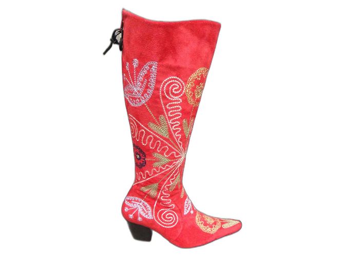 Autre Marque Botas la Bottinière de terciopelo rojo Roja