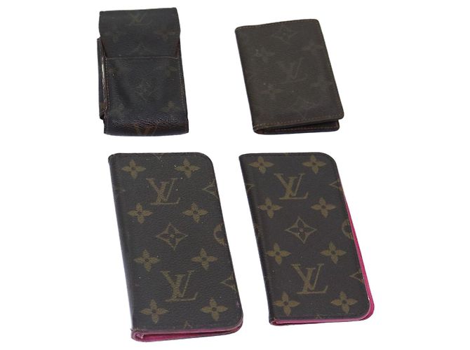 LOUIS VUITTON Monogram Cigarette Case iPhone Case 4Set LV Auth bs16970