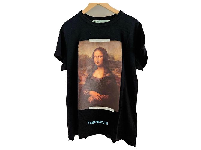 Camiseta Off White Monalisa negra de algodón oversize Negro