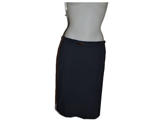 Falda midi Max Mara con cinturón azul
