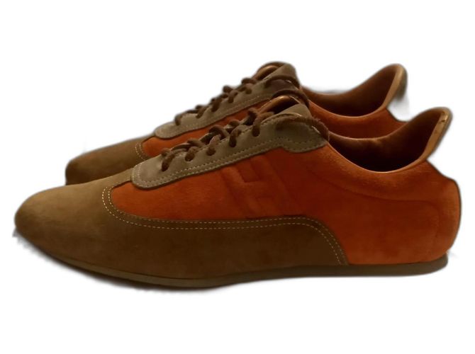 Baskets Hermès Daim Marron Orange