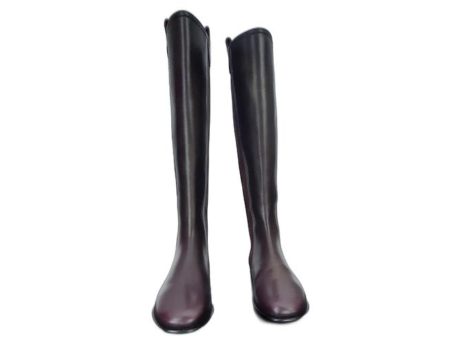 Chanel Camelia Boots Lambskin Dark Red