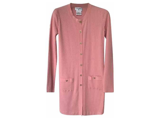 Vestido de algodón y seda rosa con logo CC de Chanel & Karl Lagerfeld 2011