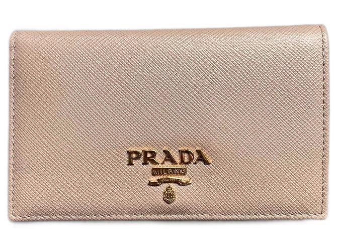 Prada Saffiano Leather Wallet Beige