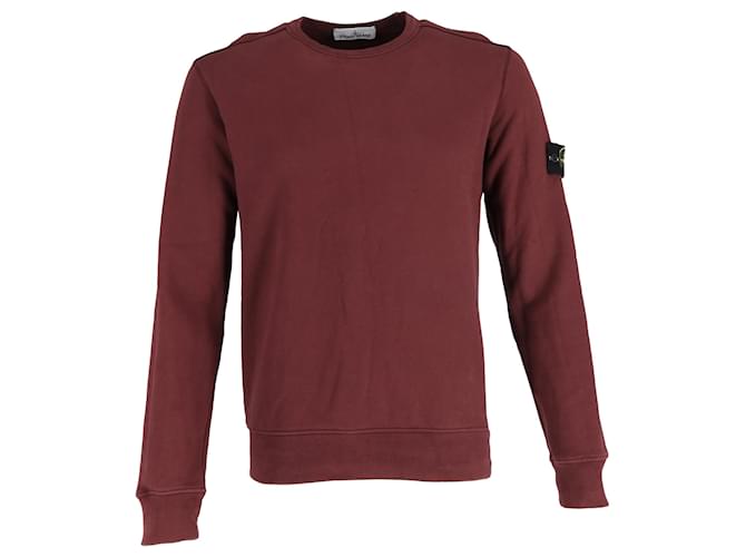 Stone Island Fleece Back Crewneck Sweatshirt in Burgundy Cotton Red Dark red ref.1614716 Joli Closet