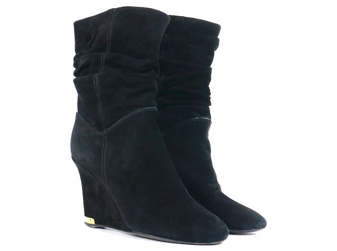 Deauville LOUIS VUITTON - Suede wedge ankle boots (size 36.5) Brown