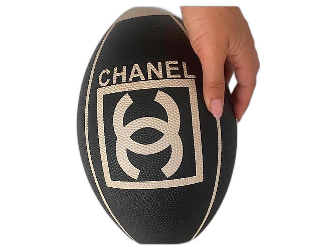Bola de rugby Chanel Preto Branco