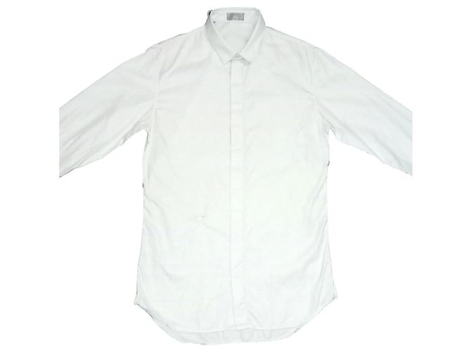 Camicia Dior in cotone bianca e blu Bianco 