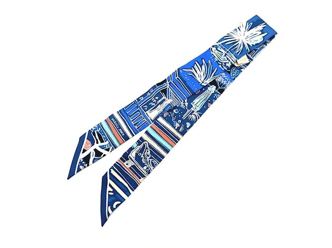 Hermès Hermes Rayures Dete Twilly Scarf Blue  ref.1614836