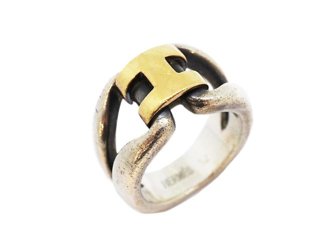 Ring Hermès Anello da uomo Hermes in argento e oro giallo