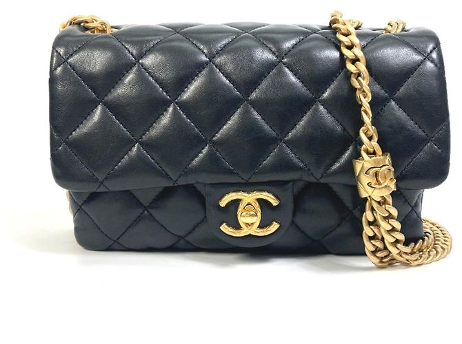 Bolsa de corrente matelassê CC Coco Mark AS3393 da Chanel Preto