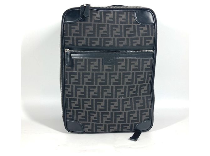 Mochila Fendi Zucca preta e marrom de couro e tecido Preto