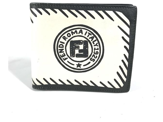 Fendi Compact Bi-Fold Wallet Black White