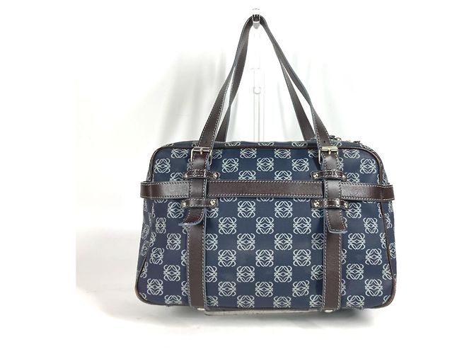 Loewe Anagram Shoulder Bag Brown Navy blue