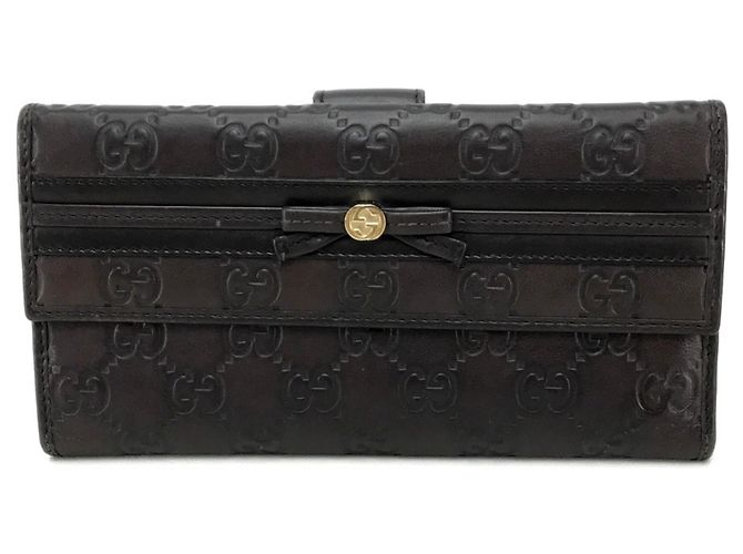 Gucci Dark Brown Leather Tri-fold Wallet