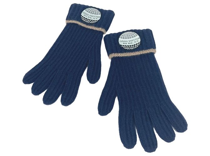 Louis Vuitton Cashmere Patch Gloves Navy blue