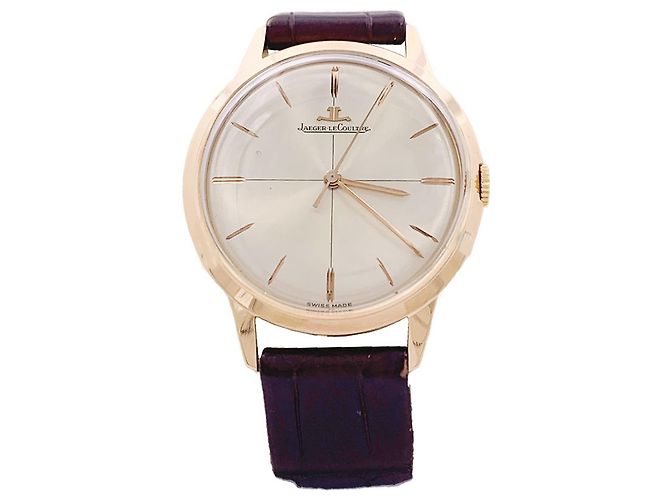 Jaeger Lecoultre watch, rose gold, leather strap.