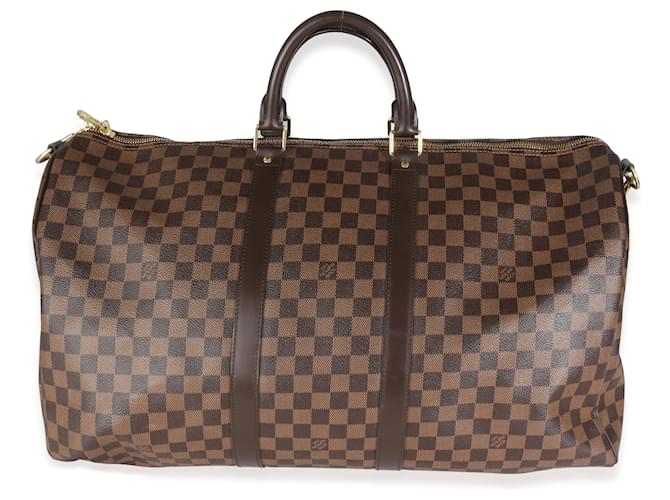 Louis Vuitton Damier Ebene Canvas Keepall Bandouliere 55 Brown Cloth ref.1616406 Joli Closet