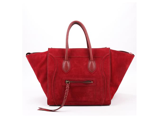 Borsa a mano Phantom Luggage media in suede CELINE rossa