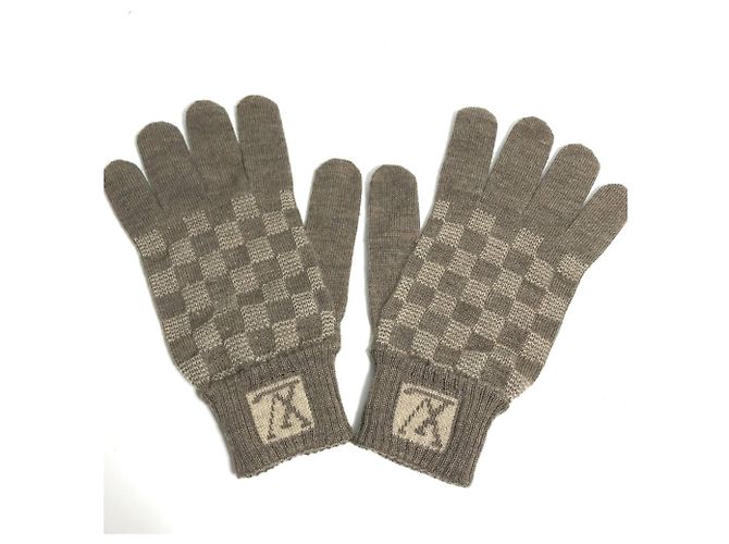 Luvas de lã bege Louis Vuitton