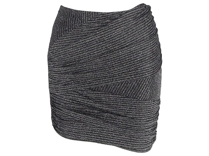 Iro Brendal Wrap-Effect Lamé Mini Skirt In Silver Nylon Grey