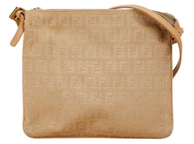 Sac à épaule Fendi Zucca Cuir Toile Beige  ref.1617929