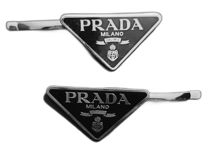 Fermagli per capelli logo Prada Argento 