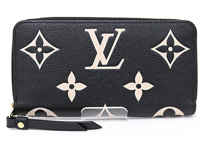 Louis Vuitton Zippy Wallet in Bicolor Monogram Empreinte Leather Black Beige