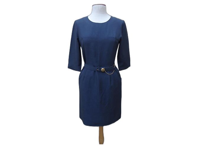 Vestido Chloé de seda azul marinho