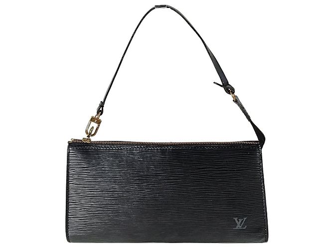 Organizer Borsa clutch Louis Vuitton in pelle Epi nera Nero