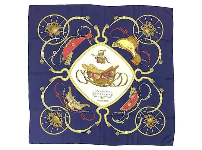 Hermès Hermes Navy and White Silk Scarf Navy blue  ref.1619381