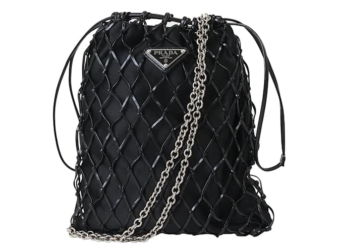 Prada Mesh Satin Ketten Schultertasche