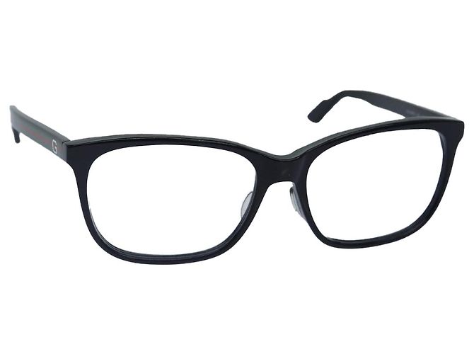 Gafas de plástico GUCCI Web Sherry Line Date negras rojas verdes Auth 87728 Negro