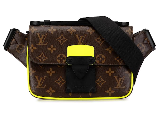 Sling S Lock Macassar Monogram marrom Louis Vuitton Dourado Lona  ref.1620492