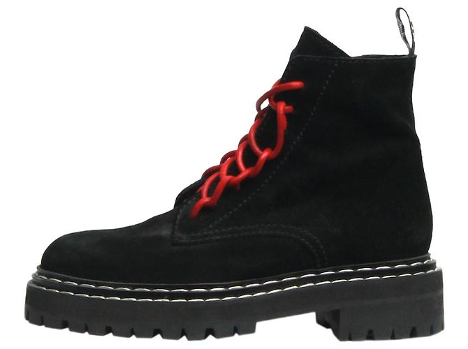 Proenza Schouler Schwarze Wildleder-Stiefeletten mit doppelter Naht - Größe EU 37,5