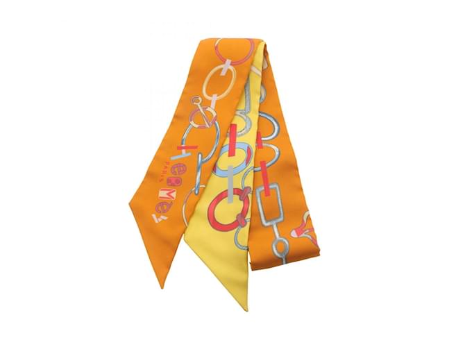 Foulard en soie Hermès Twilly DO RE BOUCLES Multicolore Orange  ref.1620865