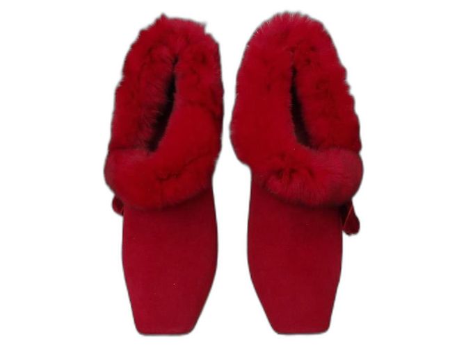 Botas Sergio Rossi de couro e pele vermelha Vermelho