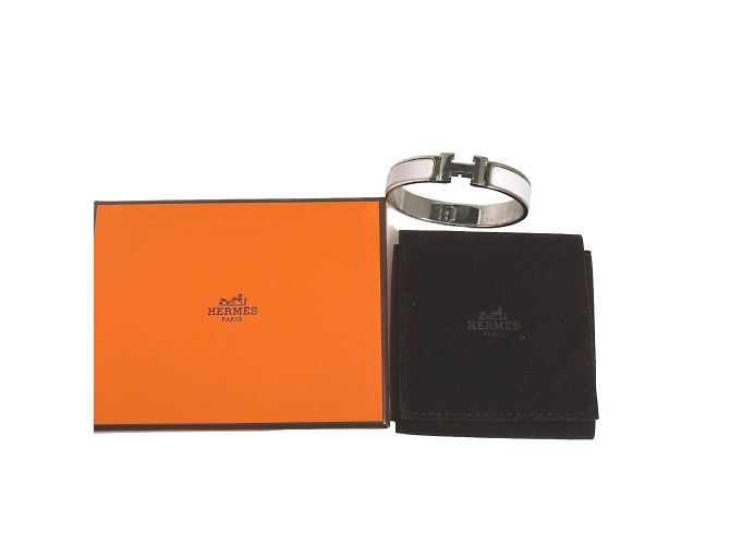 Hermès Pulsera Bangle HERMES Clic HERMES Plata Blanco