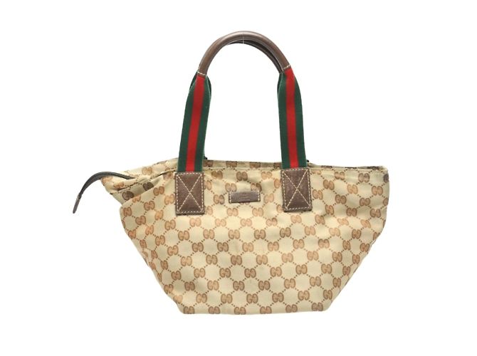 Gucci GG Canvas Handbag Tote Bag Beige
