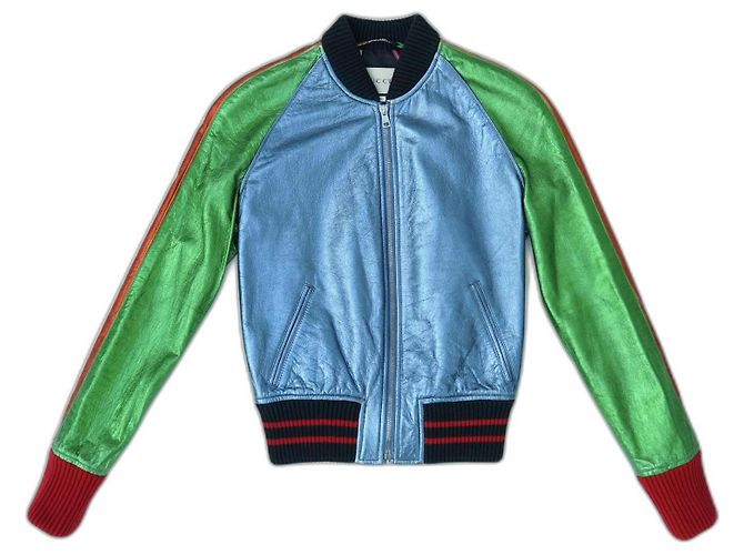 Gucci metallic leather bomber jacket Multiple colors