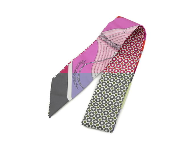 Hermès Hermes Twilly Scarf CLIC CLAC MODERN CANNAGE Fuchsia Rouge Fuschia Silk  ref.1621687